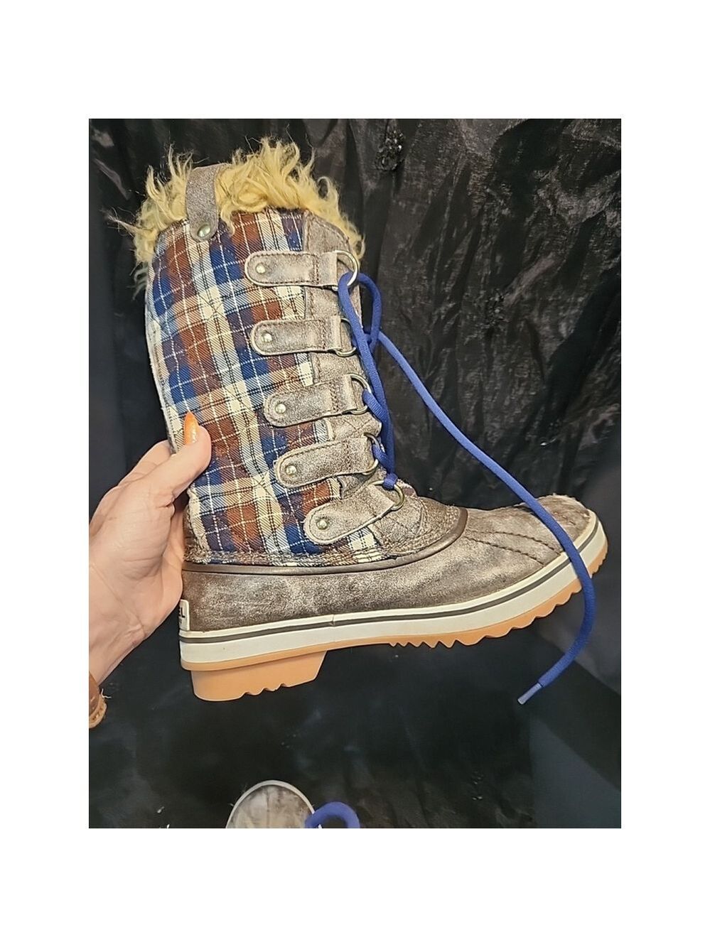 Sorel Boots Bracken Estate Plaid Tofino Winter Waterproof Faux Fur, Sz7, EUC - Picture 6 of 9